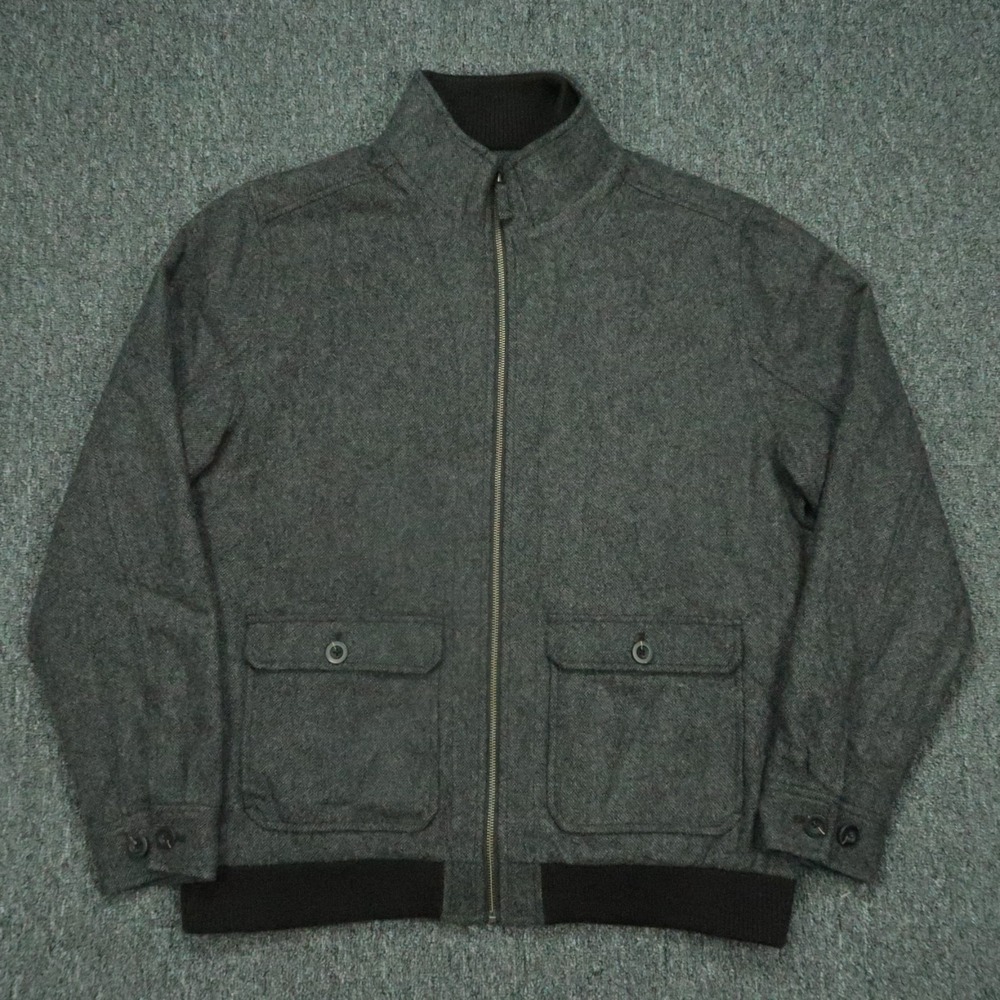 Carbon2Cobalt‎ Jacket Mens Extra Large Gray Full Zip Wool Blend Bomber XL
